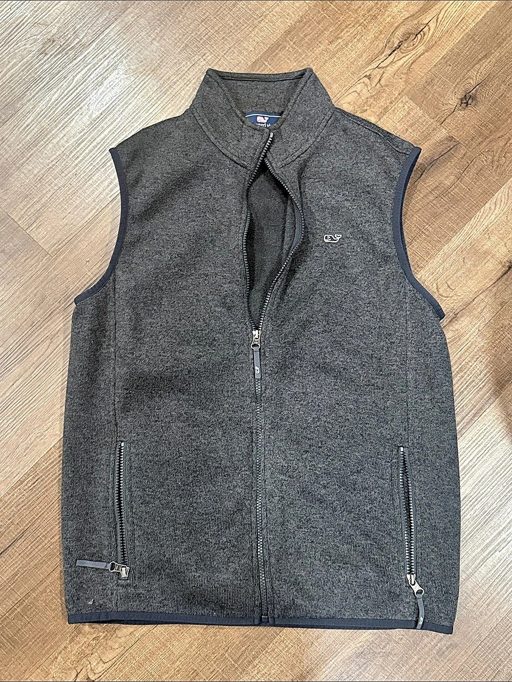 Vineyard Vines Harbor Fleece Vest Men's Gray Size Medium